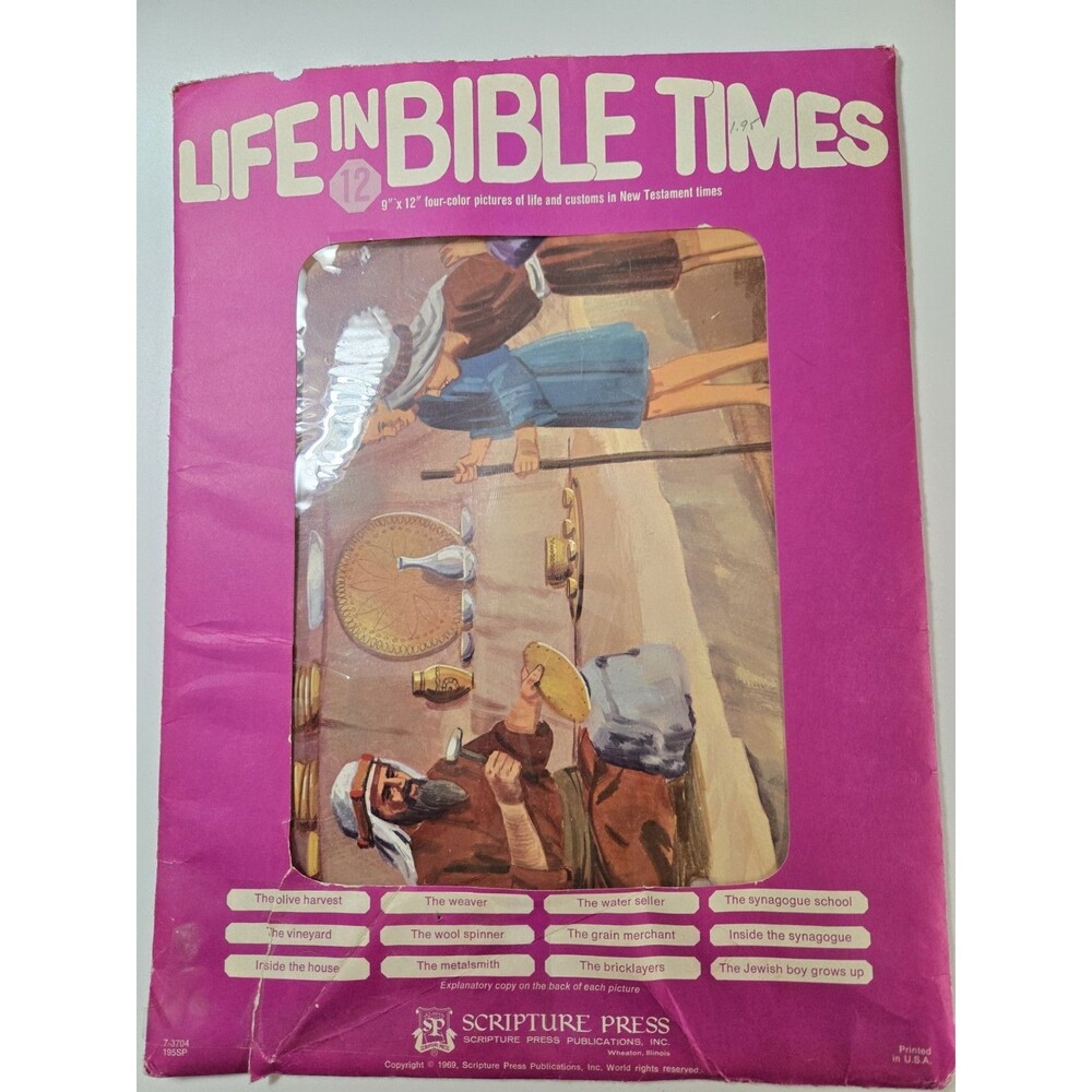Life in Bible Times by Scripture Press 12 Color Pictures with Stories on Back